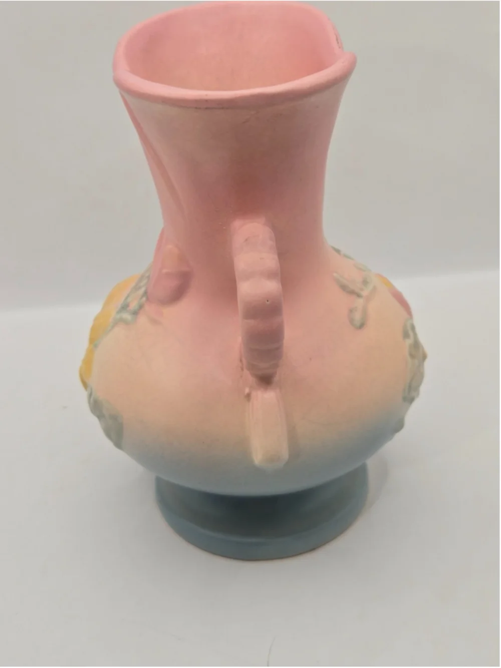 Vintage Hull Art Pottery Magnolia Vase 15-6 1/4 Pink Blue Matte 1940s USA
